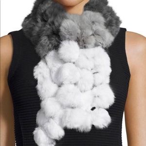 Ombré rabbit fur pompom scarf by Adrienne Landau
